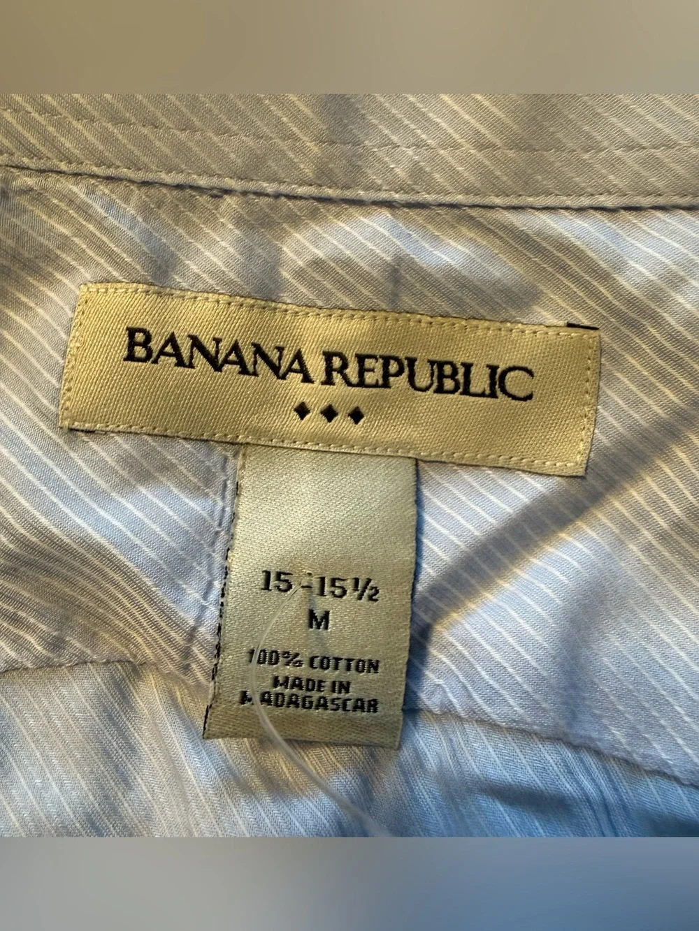 Banana Republic Light Blue Micro-Striped Dress Shirt Size Medium 15 15 1/2